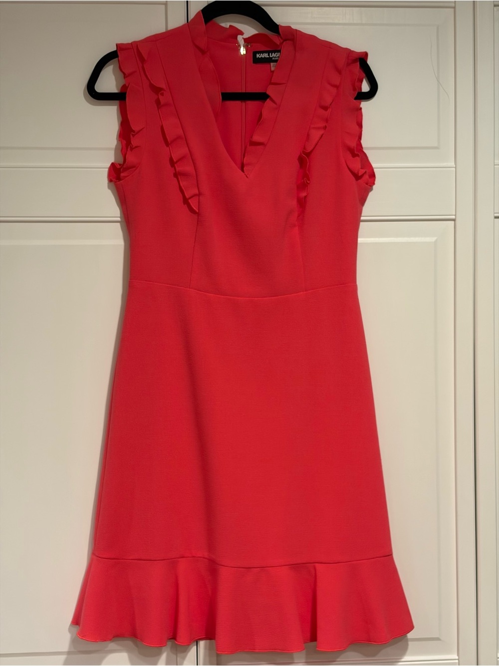Karl Lagerfeld Paris Sleeveless Ruffle-Trim Dress
